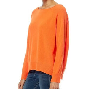 360 Cashmere Jolene 100% Cashmere Neon Orange Scoop Neck Sweater Women's XS